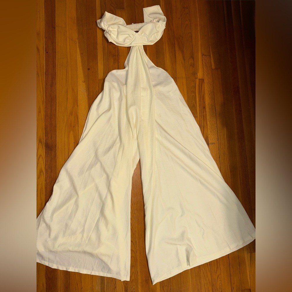 Fashionnova Demi Cut Out Gauze Jumpsuit Butter Yellow MJ3769FN - Picture 4 of 6